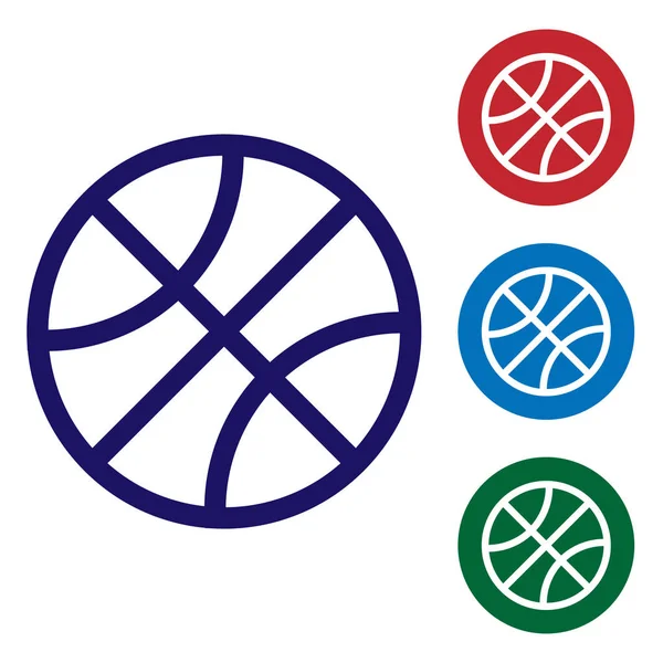 Icône Ballon Basket Bleu Isolé Sur Fond Blanc Symbole Sportif — Image vectorielle