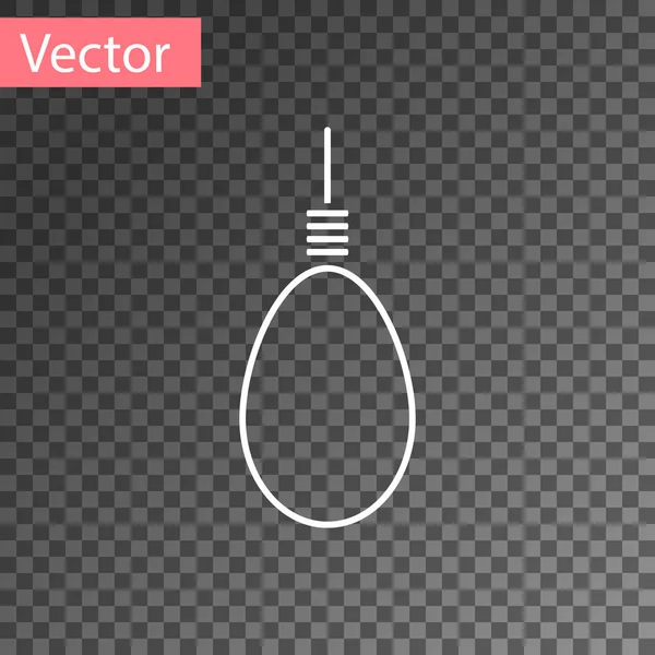 Белый петля виселицы висит значок изолирован на прозрачном фоне. Веревка привязана к петле. Самоубийство, повешение или линчевание. Векторная миграция — стоковый вектор