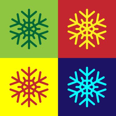 Renk arkaplanındaki Kar Tanesi simgesi izole edildi. Vektör İllüstrasyonu