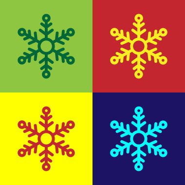 Renk arkaplanındaki Kar Tanesi simgesi izole edildi. Vektör İllüstrasyonu