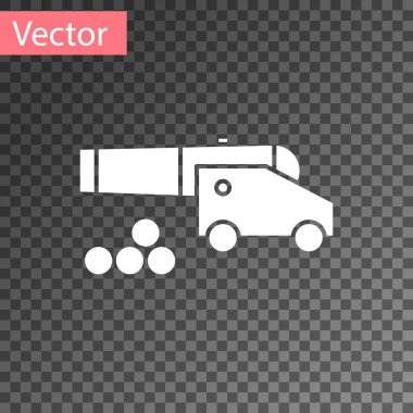 Top gülleleri simgesi olan beyaz top şeffaf arkaplanda izole edildi. Ortaçağ silahları. Vektör İllüstrasyonu