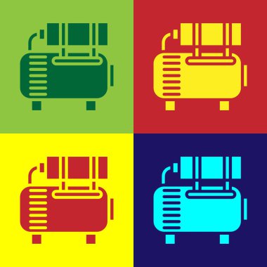 Renkli hava kompresör simgesi arkaplanda izole edildi. Vektör İllüstrasyonu