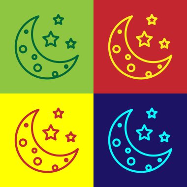 Renk arkaplanı üzerinde izole edilmiş Ay ve yıldız simgesi. Vektör İllüstrasyonu