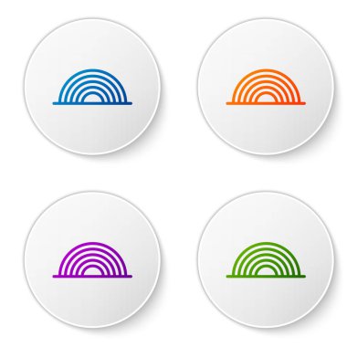 Beyaz arkaplanda izole edilmiş bulutlu Gökkuşağı rengi. Simgeleri daire düğmelerine ayır. Vektör İllüstrasyonu