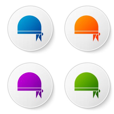 Beyaz arkaplanda izole edilmiş baş simgesi için renk korsan bandana. Simgeleri daire düğmelerine ayır. Vektör İllüstrasyonu