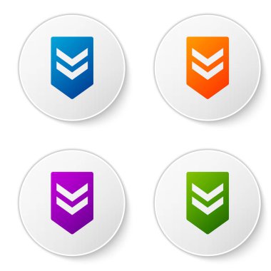 Beyaz arkaplanda izole edilmiş renkli sembol. Askeri rozet işareti. Simgeleri daire düğmelerine ayır. Vektör İllüstrasyonu
