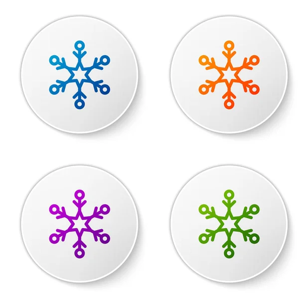 Farbe Schneeflocke Symbol isoliert auf weißem Hintergrund. setzen Sie Symbole in Kreis-Buttons. Vektorillustration — Stockvektor