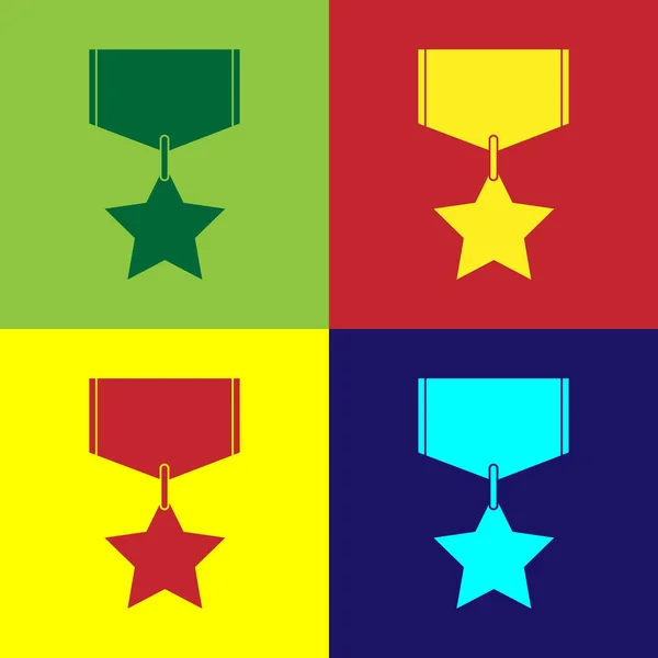 Cor Ícone Medalha Recompensa Militar Isolado Fundo Cor Assinatura Exército —  Vetores de Stock
