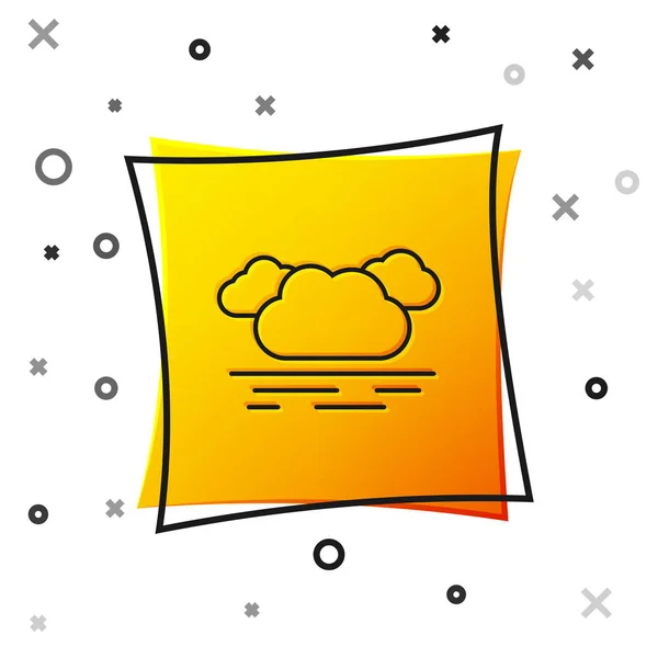 Icône Cloud noir isolée sur fond blanc. Bouton carré jaune. Illustration vectorielle — Image vectorielle