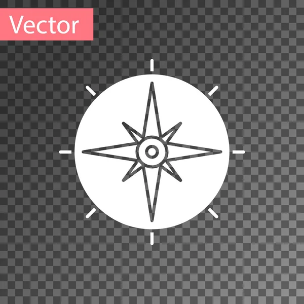 Weiße Windrose Symbol isoliert auf transparentem Hintergrund. Kompass-Symbol für Reisen. Navigationsdesign. Vektorillustration — Stockvektor