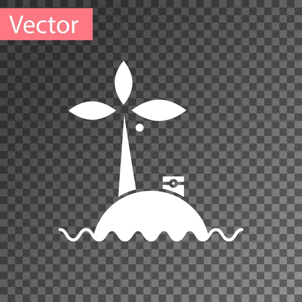 Isla tropical blanca en el icono del océano aislado sobre fondo transparente. Paisaje con océano y palmeras. Viajar. Ilustración vectorial — Vector de stock