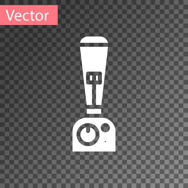 Icono Blender blanco aislado sobre fondo transparente. Cocina eléctrica licuadora estacionaria con tazón. Cocinar batidos, cócteles o jugos. Ilustración vectorial — Vector de stock