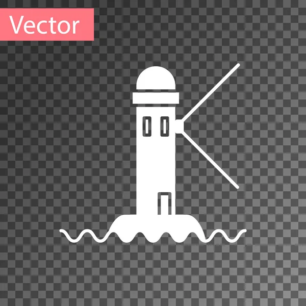 Icono del faro blanco aislado sobre fondo transparente. Ilustración vectorial — Vector de stock