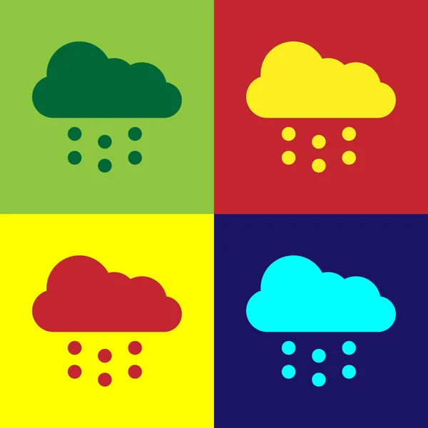 Nube Color Con Icono Nieve Aislado Fondo Color Nube Con — Vector de stock