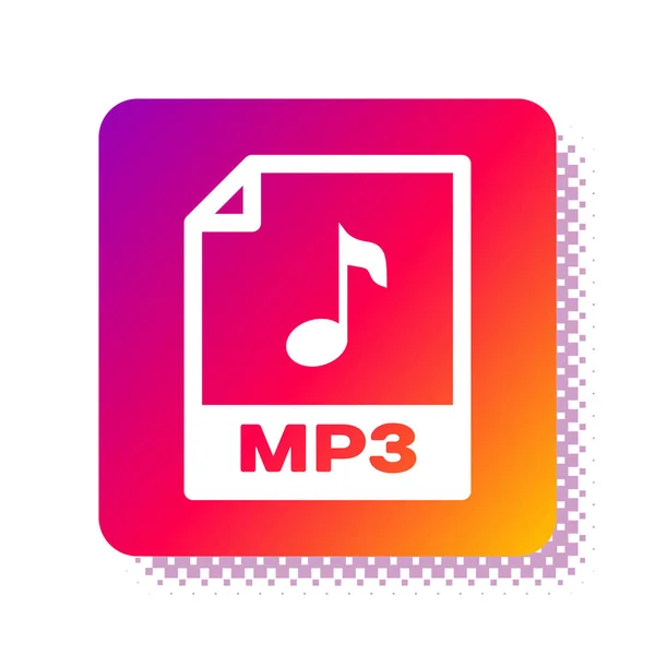 White MP3 file document. Download mp3 button icon isolated on white background. Mp3 music format sign. MP3 file symbol. Square color button. Vector Illustration — Stock Vector