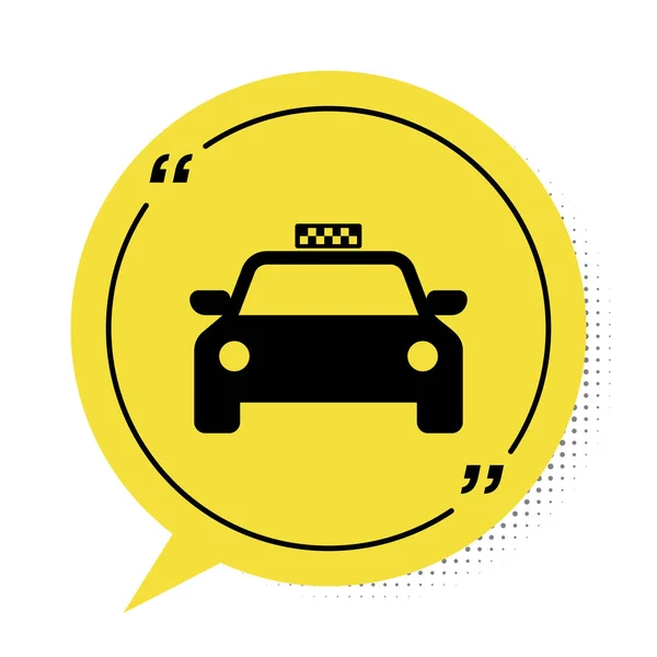 Taxi Negro Coche Icono Aislado Sobre Fondo Blanco Símbolo Amarillo — Vector de stock