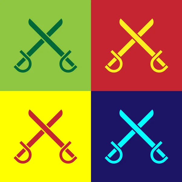 Color Icono Espadas Piratas Cruzadas Aisladas Sobre Fondo Color Signo — Archivo Imágenes Vectoriales