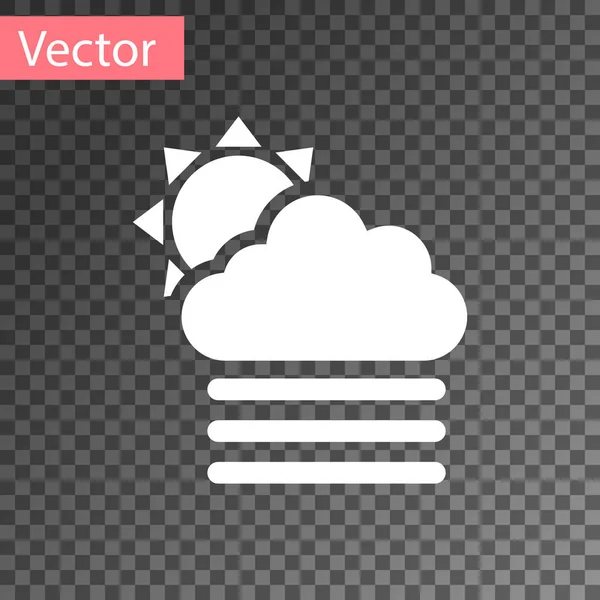 Белый туман и облако с изображением солнца изолированы на прозрачном фоне. Векторная миграция — стоковый вектор