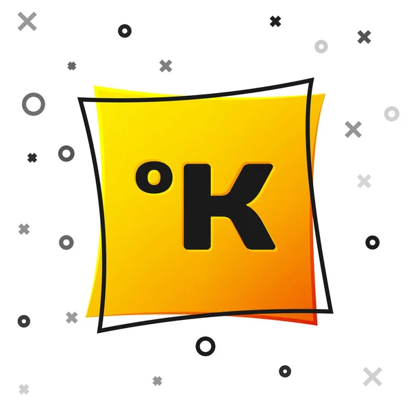 Black Kelvin icon isolated on white background. Yellow square button. Vector Illustration — Stock Vector