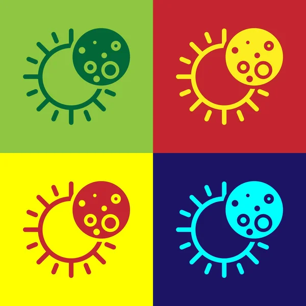 Eclipse Color Del Icono Del Sol Aislado Fondo Color Eclipse — Vector de stock