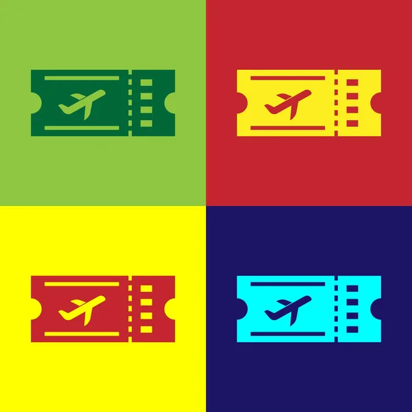 Color Icono Billete Avión Aislado Fondo Color Billete Avión Ilustración — Vector de stock