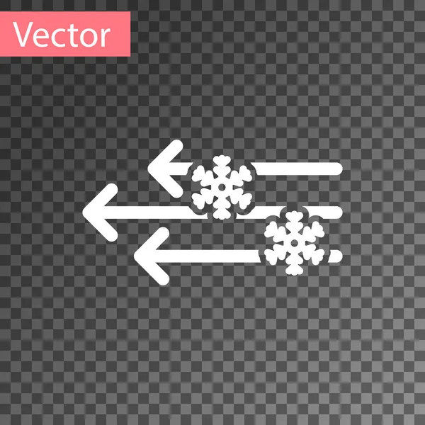 Weißer Wind und Schnee auf transparentem Hintergrund. windiges Wetter. Vektorillustration — Stockvektor