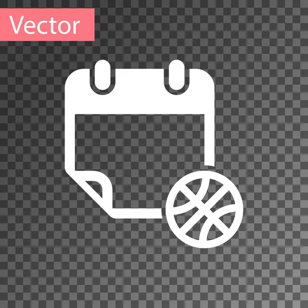 Basquete branco no ícone do calendário esportivo isolado em fundo transparente. Ilustração vetorial —  Vetores de Stock