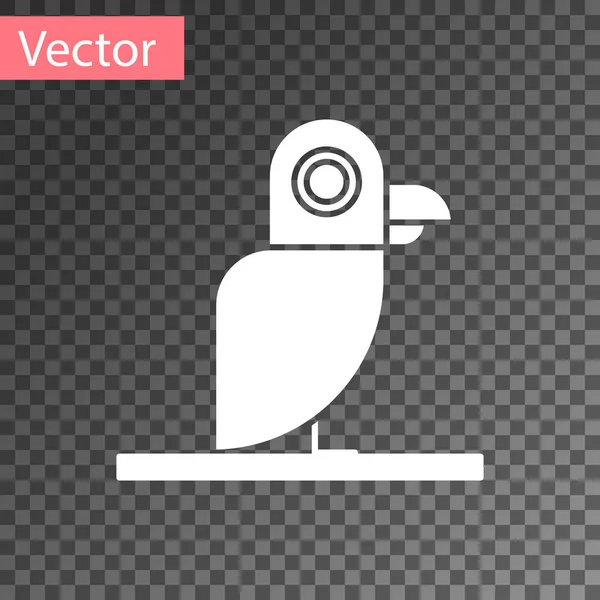 Белый пиратский попугай значок изолирован на прозрачном фоне. Векторная миграция — стоковый вектор