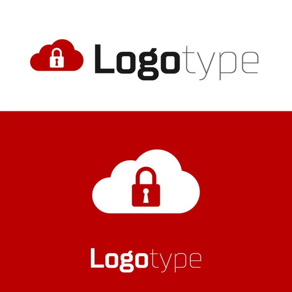 Red Cloud computing lock icono aislado sobre fondo blanco. Seguridad, seguridad, concepto de protección. Elemento de plantilla de diseño de logotipo. Ilustración vectorial — Archivo Imágenes Vectoriales