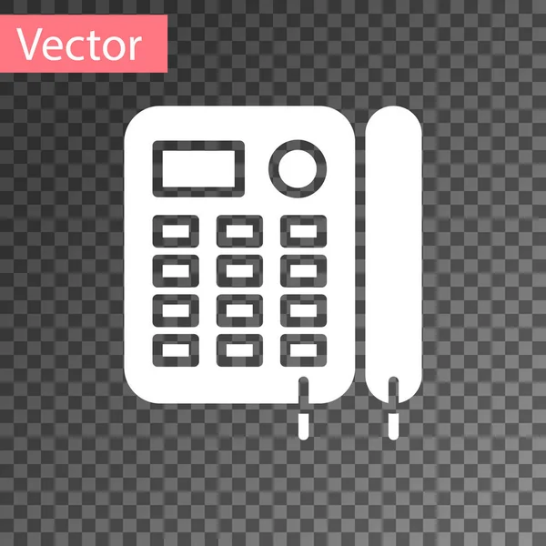 Icono de teléfono blanco aislado sobre fondo transparente. Teléfono fijo. Ilustración vectorial — Vector de stock