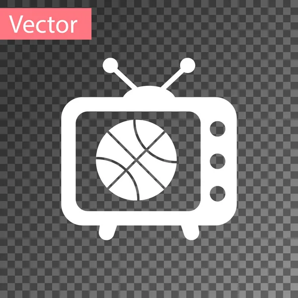 Partido de baloncesto blanco en el icono del programa de televisión aislado sobre fondo transparente. Ilustración vectorial — Vector de stock