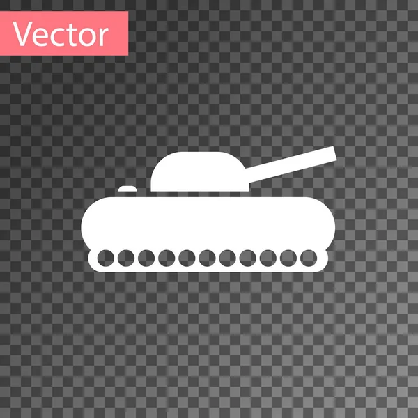 White Military tank icon isolated on transparent background. Vector Illustration