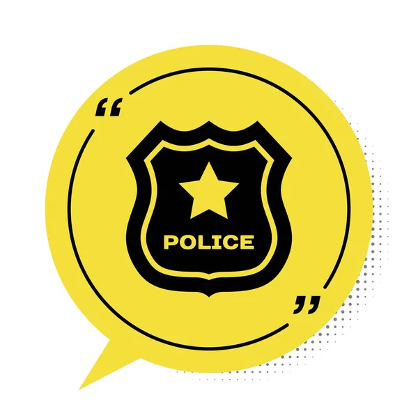 Ikona Czarnej Odznaki Policyjnej Białym Tle Znak Szeryfa Żółty Symbol — Wektor stockowy
