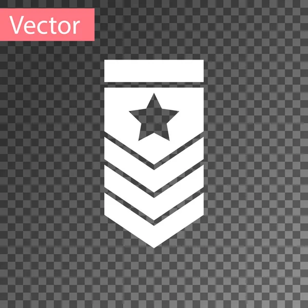 Icono Chevron blanco aislado sobre fondo transparente. Signo de placa militar. Ilustración vectorial — Vector de stock