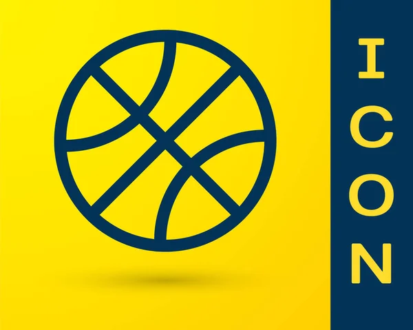 Иконка синего шара на желтом фоне. Спортивный символ. Векторная миграция — стоковый вектор