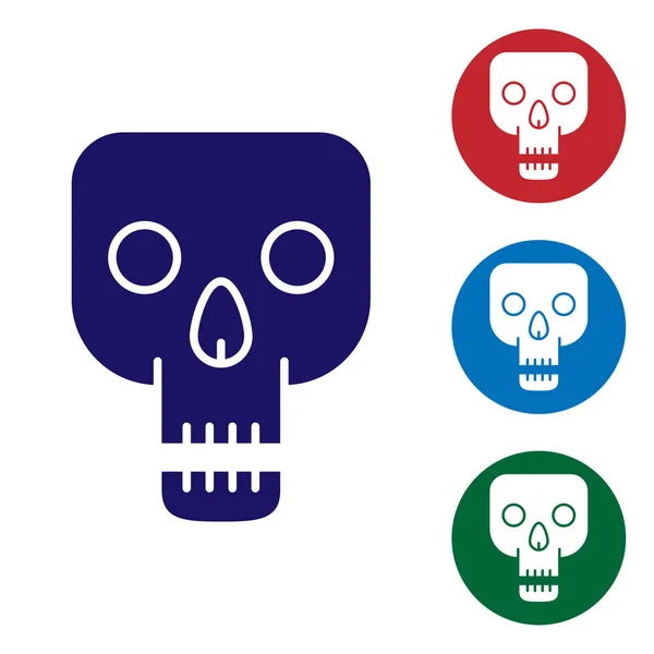 Icono Blue Skull Aislado Sobre Fondo Blanco Feliz Fiesta Halloween — Vector de stock
