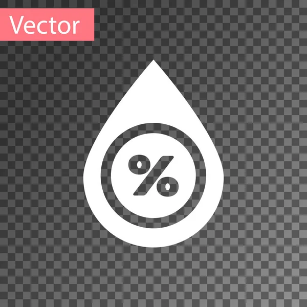 Weißwasser Tropfen Prozentsatz Symbol isoliert auf transparentem Hintergrund. Feuchtigkeitsanalyse. Vektorillustration — Stockvektor