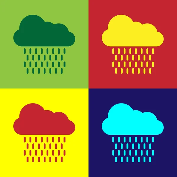 Nube Color Con Icono Lluvia Aislado Fondo Color Precipitación Nubes — Archivo Imágenes Vectoriales