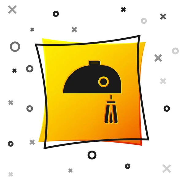 Ícone misturador elétrico preto isolado no fundo branco. Misturador de cozinha. Botão quadrado amarelo. Ilustração vetorial — Vetor de Stock