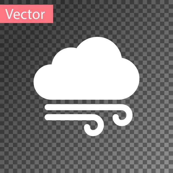 Icono blanco del tiempo ventoso aislado sobre fondo transparente. Nube y viento. Ilustración vectorial — Vector de stock