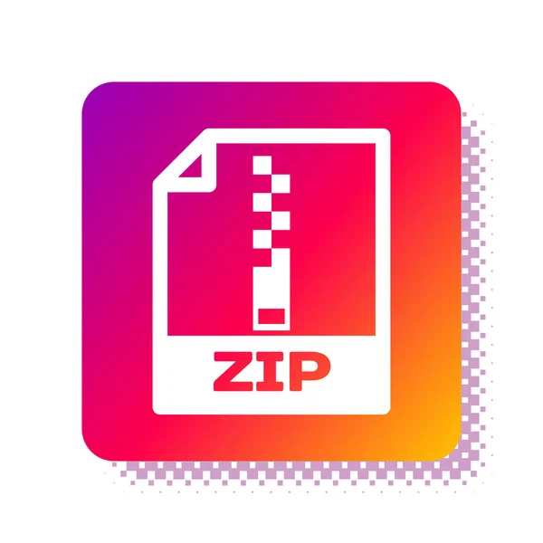 Document de fichier ZIP blanc. Télécharger icône bouton zip isolé sur fond blanc. Symbole de fichier ZIP. Bouton carré de couleur. Illustration vectorielle — Image vectorielle