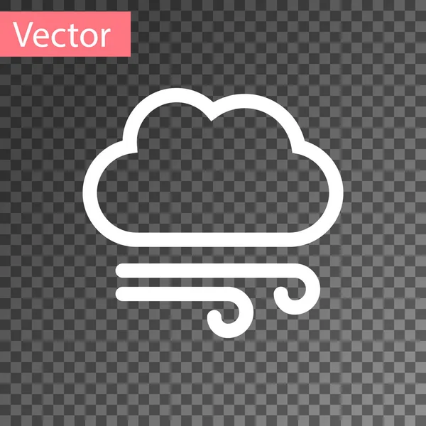 Icono blanco del tiempo ventoso aislado sobre fondo transparente. Nube y viento. Ilustración vectorial — Vector de stock