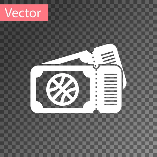 Weiße Basketball-Spiel Ticket-Symbol isoliert auf transparentem Hintergrund. Vektorillustration — Stockvektor
