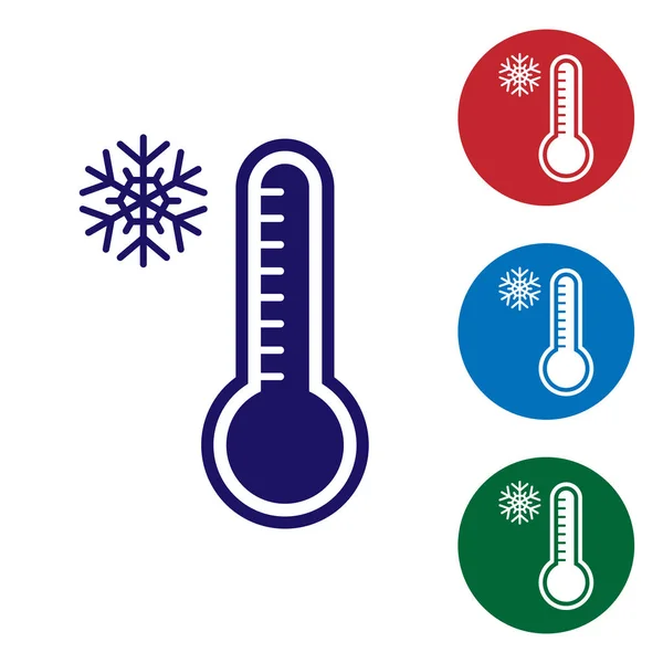 Termômetro Meteorologia Azul Medindo Calor Ícone Frio Isolado Fundo Branco —  Vetores de Stock