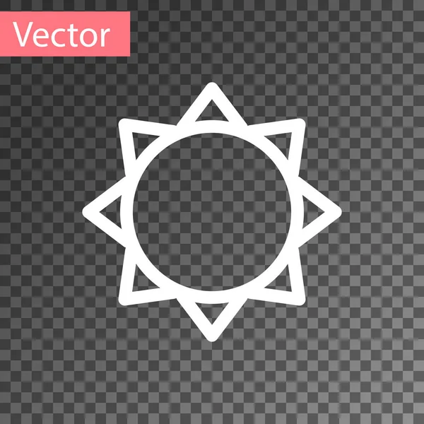 Weißes Sonnensymbol isoliert auf transparentem Hintergrund. Vektorillustration — Stockvektor