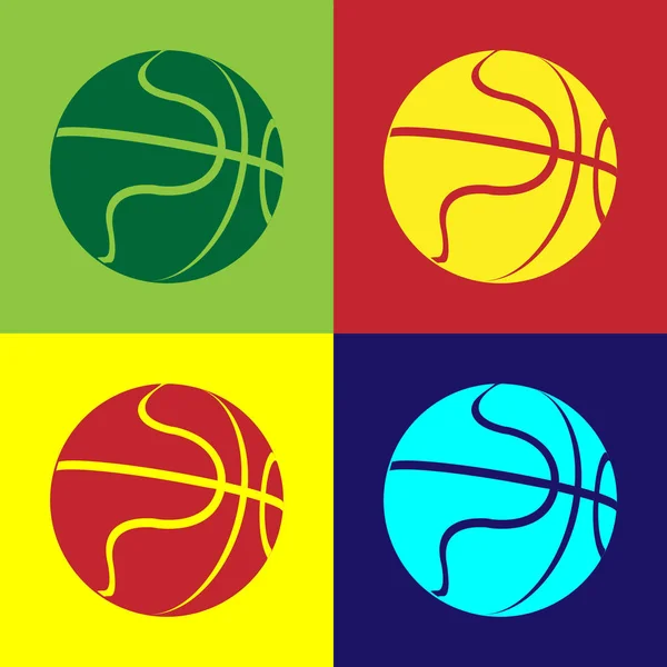 Färg Basket Bollen Ikonen Isolerad Färg Bakgrund Sportsymbol Vektor Illustration — Stock vektor