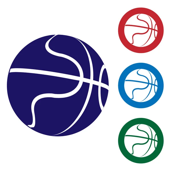 Icône Ballon Basket Bleu Isolé Sur Fond Blanc Symbole Sportif — Image vectorielle