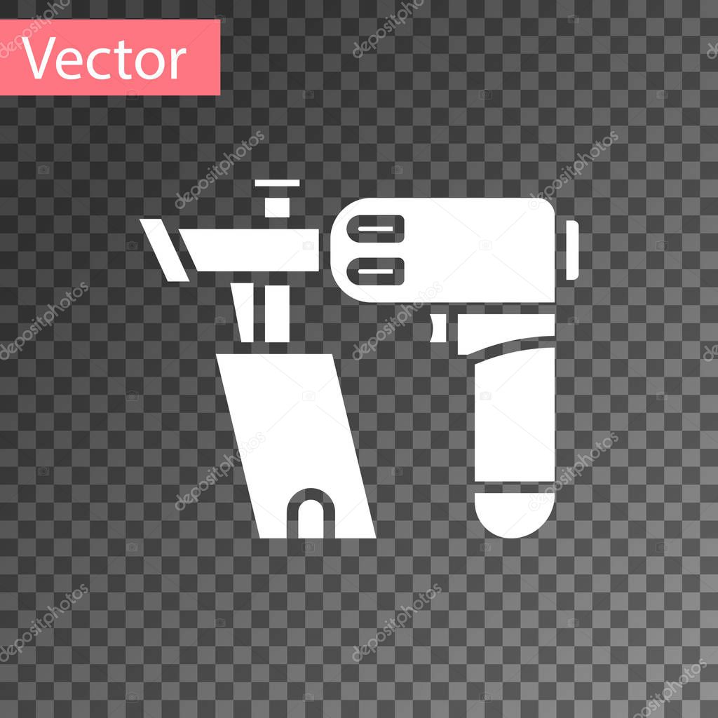 White Nail gun icon isolated on transparent background. Vector Illustration