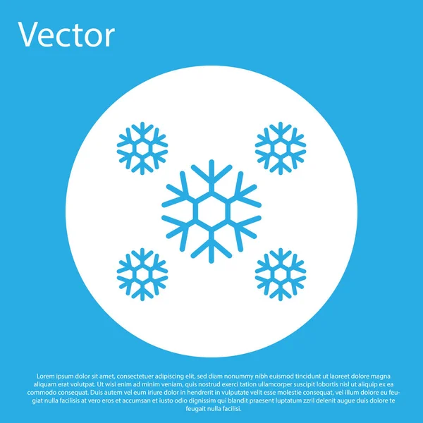 Ícone Neve Azul Isolado Fundo Azul Botão Círculo Branco Ilustração — Vetor de Stock