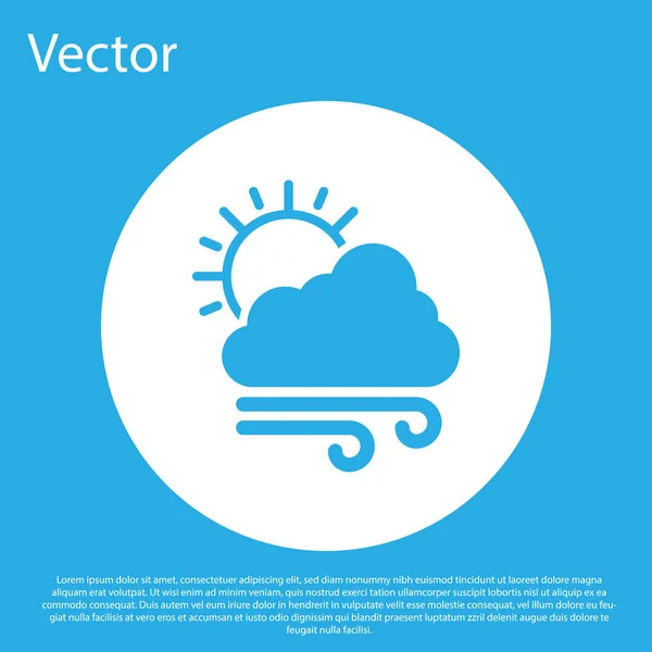 Blaues Wettersymbol Isoliert Auf Blauem Hintergrund Wolken Mit Sonne Und — Stockvektor